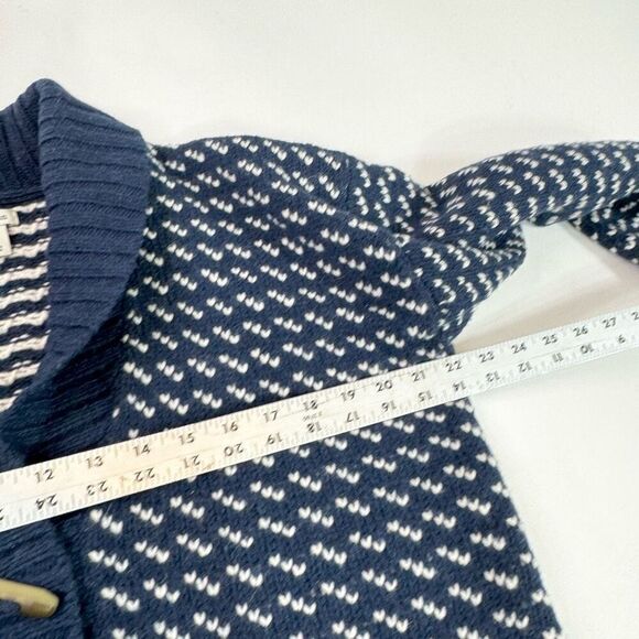 LL Bean Sweater Womens Large Navy Classic Ragg 100% Lambs Wool Birds Eye - Picture 3 of 8